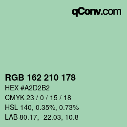 カラーコード: RGB 162 210 178 | qconv.com