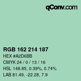 カラーコード: RGB 162 214 187 | qconv.com