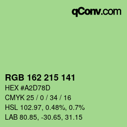 カラーコード: RGB 162 215 141 | qconv.com