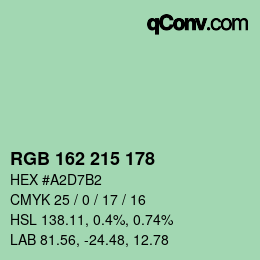 カラーコード: RGB 162 215 178 | qconv.com