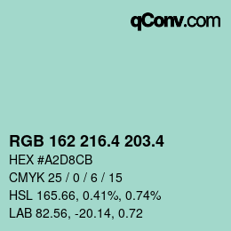 カラーコード: RGB 162 216.4 203.4 | qconv.com
