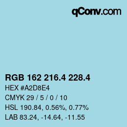 カラーコード: RGB 162 216.4 228.4 | qconv.com