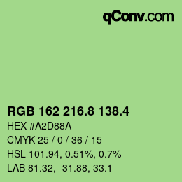 カラーコード: RGB 162 216.8 138.4 | qconv.com