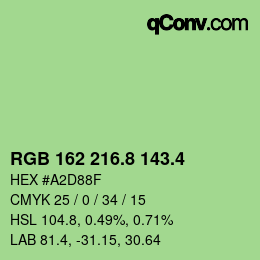 カラーコード: RGB 162 216.8 143.4 | qconv.com