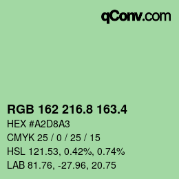 カラーコード: RGB 162 216.8 163.4 | qconv.com