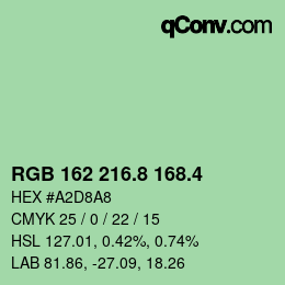 カラーコード: RGB 162 216.8 168.4 | qconv.com