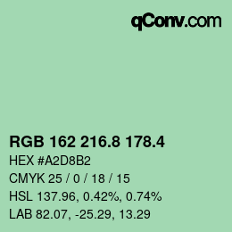 カラーコード: RGB 162 216.8 178.4 | qconv.com