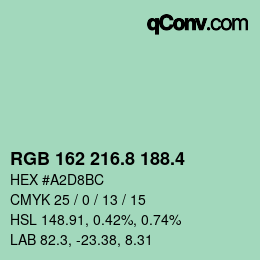 カラーコード: RGB 162 216.8 188.4 | qconv.com