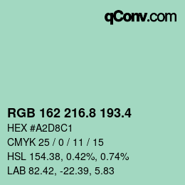 カラーコード: RGB 162 216.8 193.4 | qconv.com