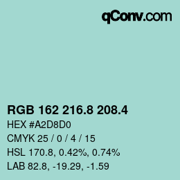 カラーコード: RGB 162 216.8 208.4 | qconv.com