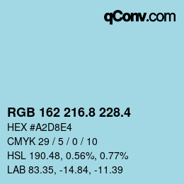 カラーコード: RGB 162 216.8 228.4 | qconv.com