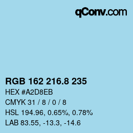 カラーコード: RGB 162 216.8 235 | qconv.com