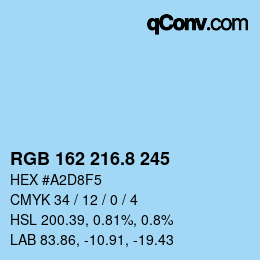 カラーコード: RGB 162 216.8 245 | qconv.com