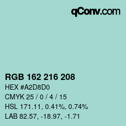 Color code: RGB 162 216 208 | qconv.com