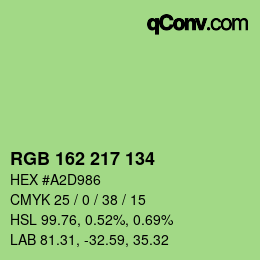 Color code: RGB 162 217 134 | qconv.com