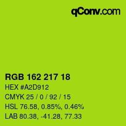 颜色代码: RGB 162 217 18 | qconv.com