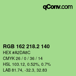 カラーコード: RGB 162 218.2 140 | qconv.com