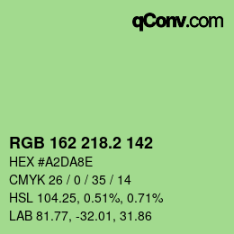 カラーコード: RGB 162 218.2 142 | qconv.com