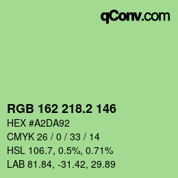 カラーコード: RGB 162 218.2 146 | qconv.com