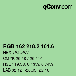 カラーコード: RGB 162 218.2 161.6 | qconv.com