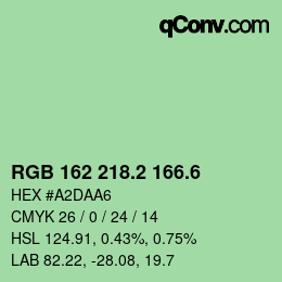 カラーコード: RGB 162 218.2 166.6 | qconv.com