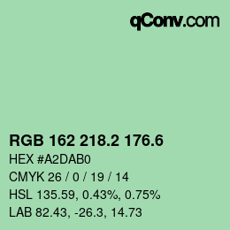 カラーコード: RGB 162 218.2 176.6 | qconv.com