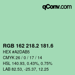 カラーコード: RGB 162 218.2 181.6 | qconv.com