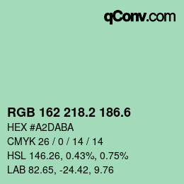 カラーコード: RGB 162 218.2 186.6 | qconv.com