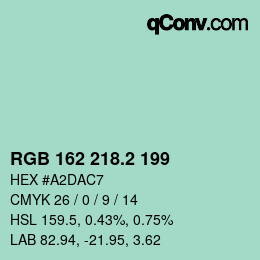 カラーコード: RGB 162 218.2 199 | qconv.com
