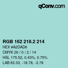 カラーコード: RGB 162 218.2 214 | qconv.com