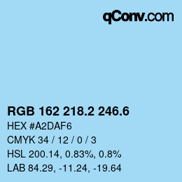 カラーコード: RGB 162 218.2 246.6 | qconv.com