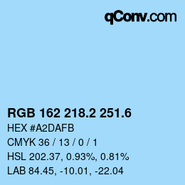 カラーコード: RGB 162 218.2 251.6 | qconv.com
