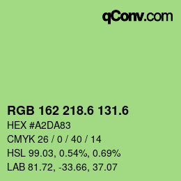 カラーコード: RGB 162 218.6 131.6 | qconv.com