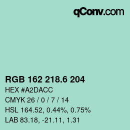 カラーコード: RGB 162 218.6 204 | qconv.com