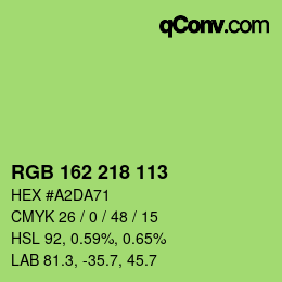 Color code: RGB 162 218 113 | qconv.com