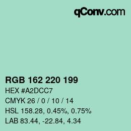 Color code: RGB 162 220 199 | qconv.com