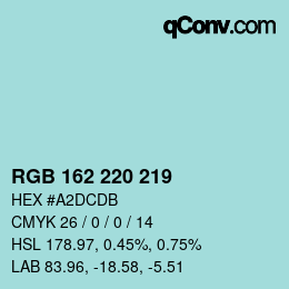 Color code: RGB 162 220 219 | qconv.com