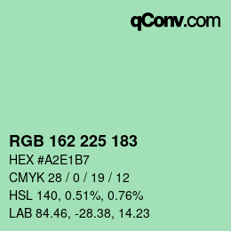 Color code: RGB 162 225 183 | qconv.com