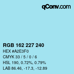 颜色代码: RGB 162 227 240 | qconv.com