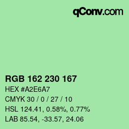 Color code: RGB 162 230 167 | qconv.com