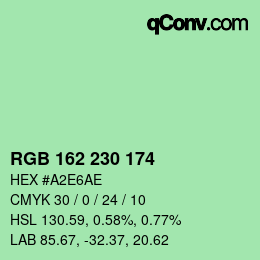 Color code: RGB 162 230 174 | qconv.com