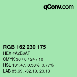 カラーコード: RGB 162 230 175 | qconv.com