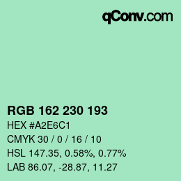 颜色代码: RGB 162 230 193 | qconv.com