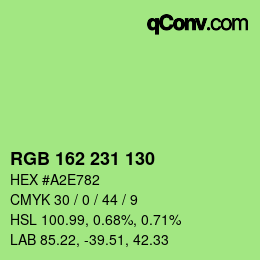 Farbcode: RGB 162 231 130 | qconv.com