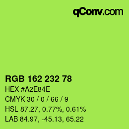 Color code: RGB 162 232 78 | qconv.com