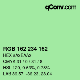 Color code: RGB 162 234 162 | qconv.com