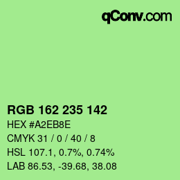Color code: RGB 162 235 142 | qconv.com