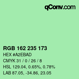 Color code: RGB 162 235 173 | qconv.com