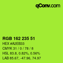 Color code: RGB 162 235 51 | qconv.com