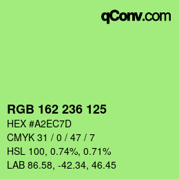 Color code: RGB 162 236 125 | qconv.com